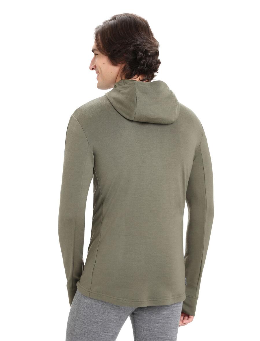 Men's Icebreaker Merino Quantum III Long Sleeve Zip Hoodie Loden | CA 1678WNBY